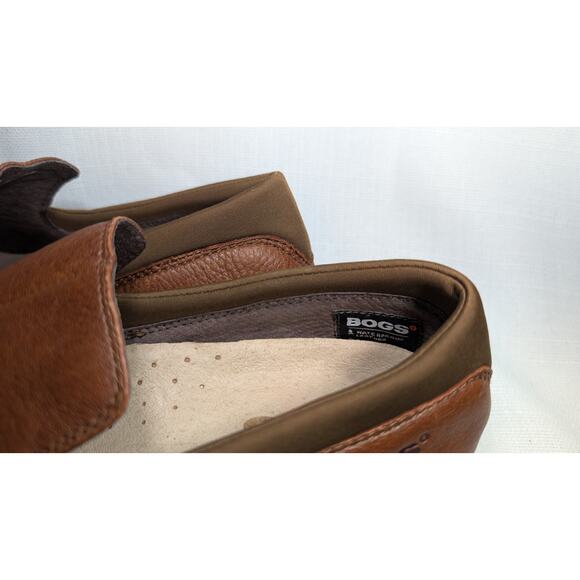 BOGS Womens Waterproof Alexandria Slip Pebbled Leather Loafers 10 Brown Comfort - Picture 3 of 7